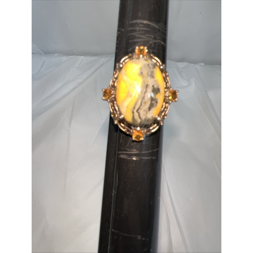 Bumblebee Jasper Ring size 8.5 sterling silver925 women
